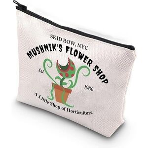 White Zippered Pouch Little Shop of Horrors plant